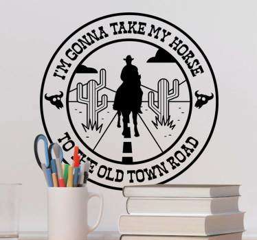 Old Town Road Horse song lyric wall decal - TenStickers