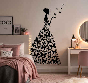 Sticker mural chambre femme papillon élégante - TenStickers