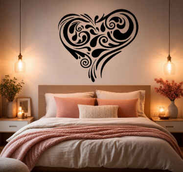 Sticker mural chambre cœur abstrait en spirale - TenStickers