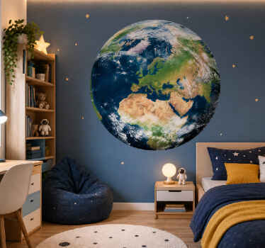 Sticker carte du monde vue satellite continentale - TenStickers