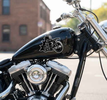 Motorcycle sticker skeleton bike rider - TenStickers