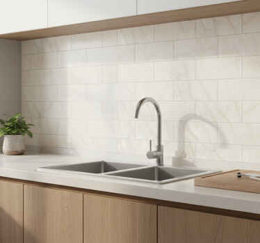 Subtle beige marble effect tile sticker - TenStickers