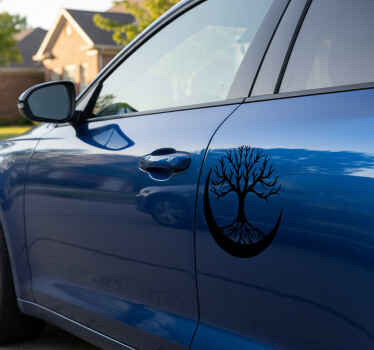 Car sticker tree with the moon - TenStickers