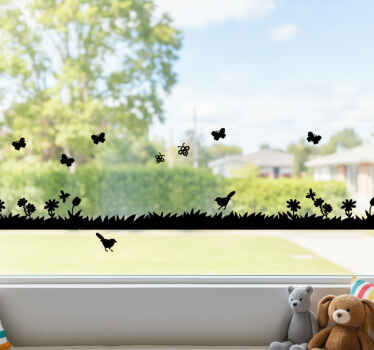 Childrens' wall stickers wildlife grass border - TenStickers