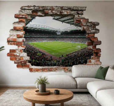 Visual effects wall sticker broken wall football stadium - TenStickers
