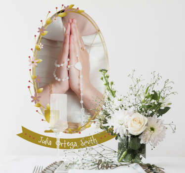 Mural corona mi primera comunión con nombre - TenVinilo