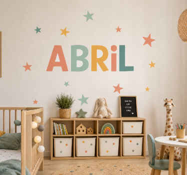 Vinilo decorativo personalizable colores pastel y estrellas - TenVinilo