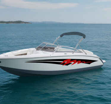 Vinyl boat stripes in black and red design - TenStickers