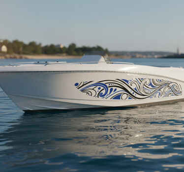 Vinyl boat stripes in black and blue design - TenStickers