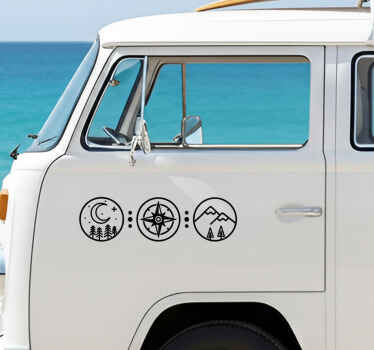 Campervan decal 3 symbolic circles - TenStickers