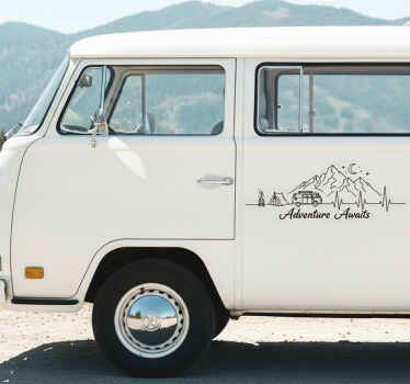 Night in the mountain campervan decal - TenStickers