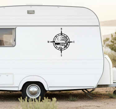 Campervan decal compass with nature design - TenStickers