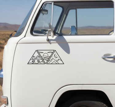 Campervan decal 3 triangles with nature designs - TenStickers
