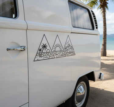Campervan decal 3 triangles beach and mountain - TenStickers