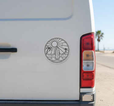 Campervan decal circle beach design - TenStickers