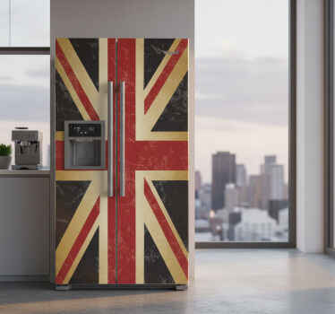 Folie kühlschrank im grungy union jack design - TenStickers