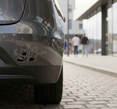 Samolepka na auto s veselou myškou koukající - TenStickers