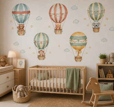 Childrens' wall stickers watercolor animal balloons - TenStickers