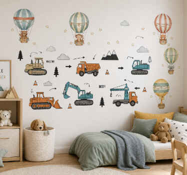 Childrens' wall stickers construction site trucks - TenStickers