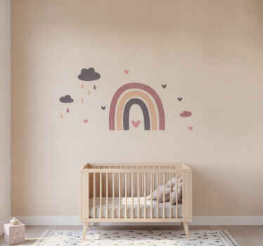 Wandtattoo kinderzimmer pink lila regenbogen - TenStickers