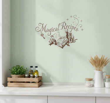 Sticker cuisine écriture livre de recettes magique - TenStickers