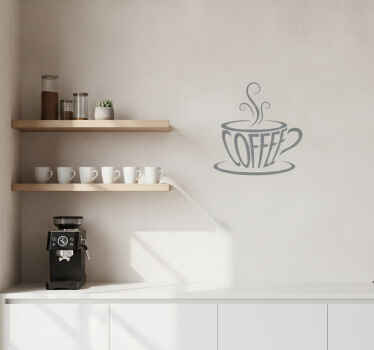 Kitchen wall sticker coffee cup lettering - TenStickers