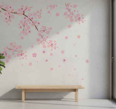 Sticker mural design de fleurs de cerisier tombantes - TenStickers