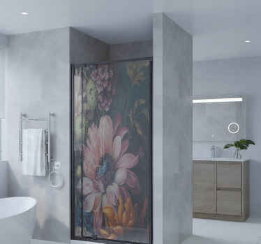 Sticker paroi de douche thème jardin fleuri vintage - TenStickers