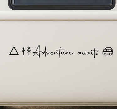 Sticker camping car aventure vous attend - TenStickers
