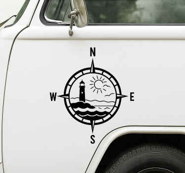 Sticker camping car phare et boussole - TenStickers