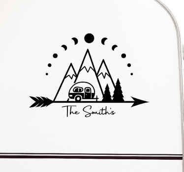 Sticker camping car paysage de montagnes personnalisé - TenStickers