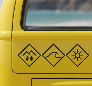 Sticker camping car montagne mer et soleil - TenStickers
