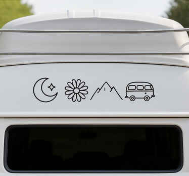 Sticker camping car symboles minimalistes - TenStickers
