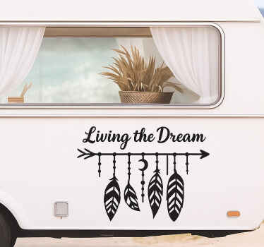 Sticker camping car vivre le rêve - TenStickers