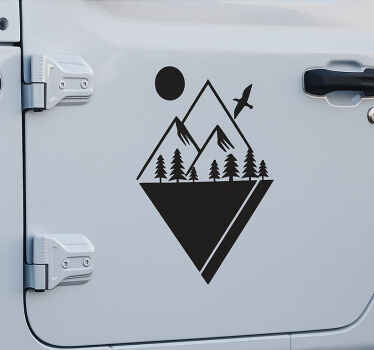 Sticker camping car design nature abstrait - TenStickers
