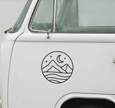 Sticker camping car paysage nocturne - TenStickers