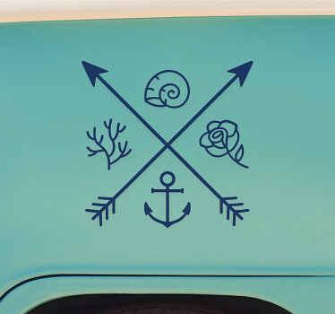 Sticker camping car symboles minimalistes marins - TenStickers