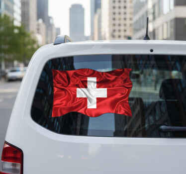 Adesivo per auto bandiera svizzera sventolante - TenStickers
