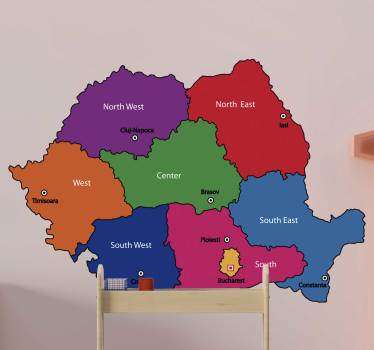 Harta autocolantului de pe harta lumii romaneasca - TenStickers