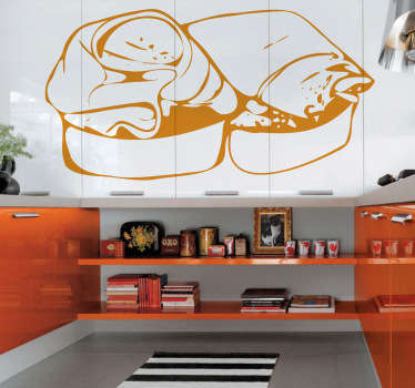 Kitchen Wall Stickers  - Illustration inspired from Italian cusine. Slice of toasted bread with olive oil and ham.