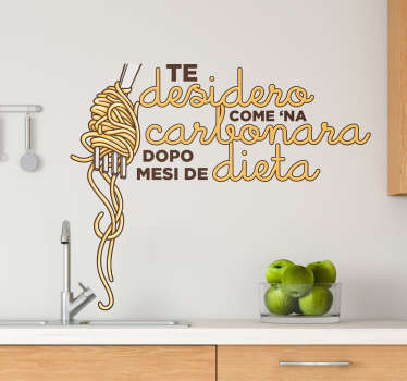 Adesivo cucina con frase carbonara - TenStickers