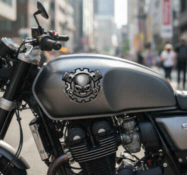 Adesivo moto ingranaggio teschio meccanico - TenStickers