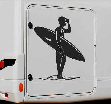 Autocollant camping car surfeur en action - TenStickers