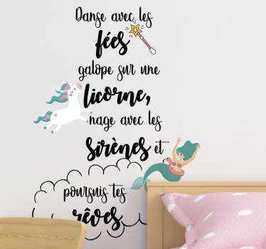 Sticker motivation chambre enfant poursuis tes rêves - TenStickers