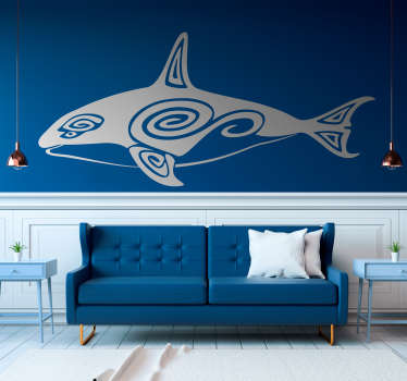 Maori Whale fish wall sticker - TenStickers