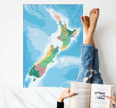 New Zealand fisic map Wall Mural decal - TenStickers