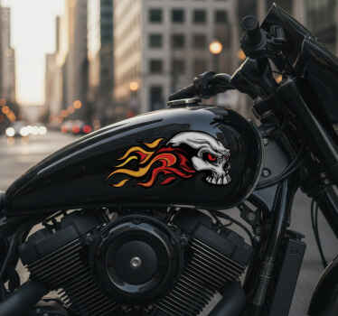 Motorcycle decals fiery skull design - TenStickers