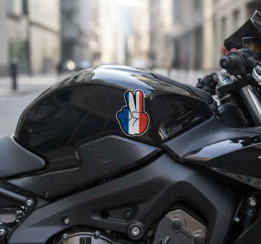 Sticker moto signe de paix drapeau français - TenStickers