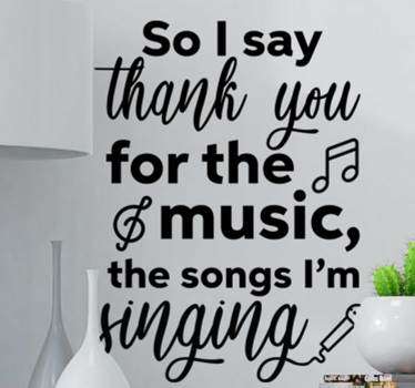 This song lyric wall sticker from the popular Swedish pop group, Abba, has now been tranformed in a beautiful wall sticker