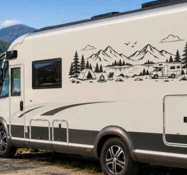 Campervan decal landscape campsite - TenStickers